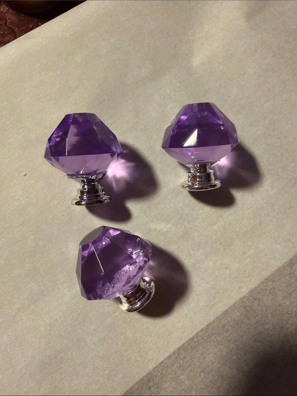 Lavender Crystal-like Resin Drawer Pulls #4 - (pk of 3)